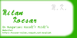 milan kocsar business card